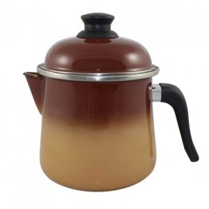 Leiteira Aço Esmaltado Bojuda 2 Litros Marrom Ewel