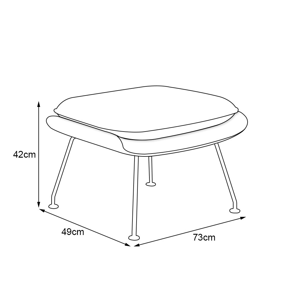 Poltrona Womb Chair Premium com Puff Base Preta Sintético Cinza - 5