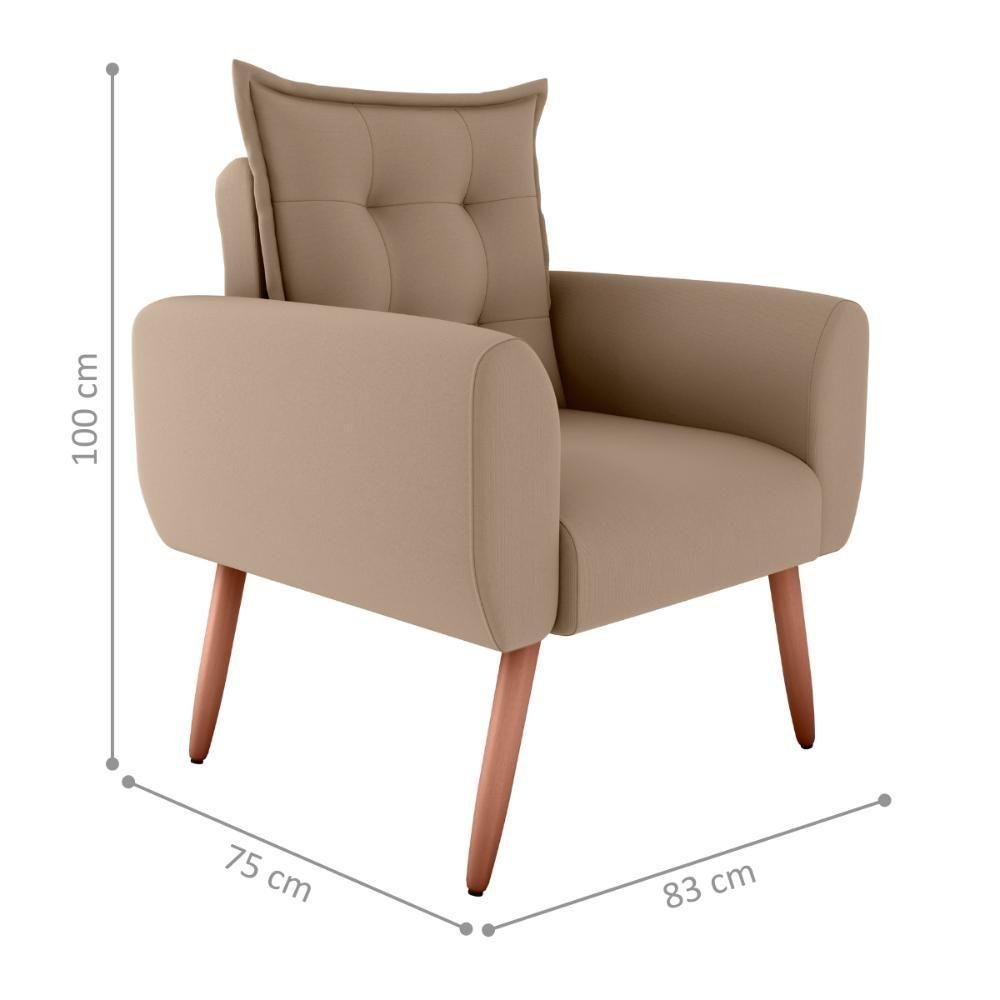 Conjunto de Poltronas Decorativas Lily Suede Bege - 4
