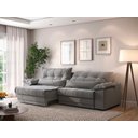 Ver imagem 2 de Sofá Retrátil e Reclinável com Molas Ensacadas e Carregador Usb Colosso 2,10m Linho Soft Grafite