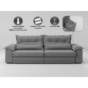 Ver imagem 5 de Sofá Retrátil e Reclinável com Molas Ensacadas e Carregador Usb Colosso 2,10m Linho Soft Grafite