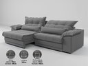 Ver imagem 3 de Sofá Retrátil e Reclinável com Molas Ensacadas e Carregador Usb Colosso 2,10m Linho Soft Grafite