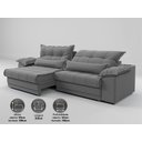 Ver imagem 3 de Sofá Retrátil e Reclinável com Molas Ensacadas e Carregador Usb Colosso 2,10m Linho Soft Grafite