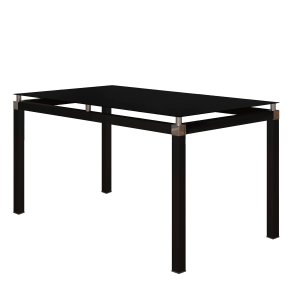 Mesa Tubular Malva 107x70 cm Com Tampo De Vidro Temperado Preto Artefamol 9560/11302 - PRETO FOSCO/V