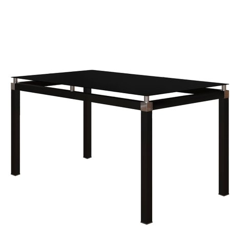 Mesa Tubular Malva 107x70 cm Com Tampo De Vidro Temperado Preto Artefamol 9560/11302 - PRETO FOSCO/V