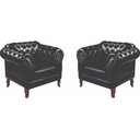 Ver imagem 1 de Kit 2 Poltronas Chesterfield Duque Capitonê Corano Preto / Barbearia, TV, Sala