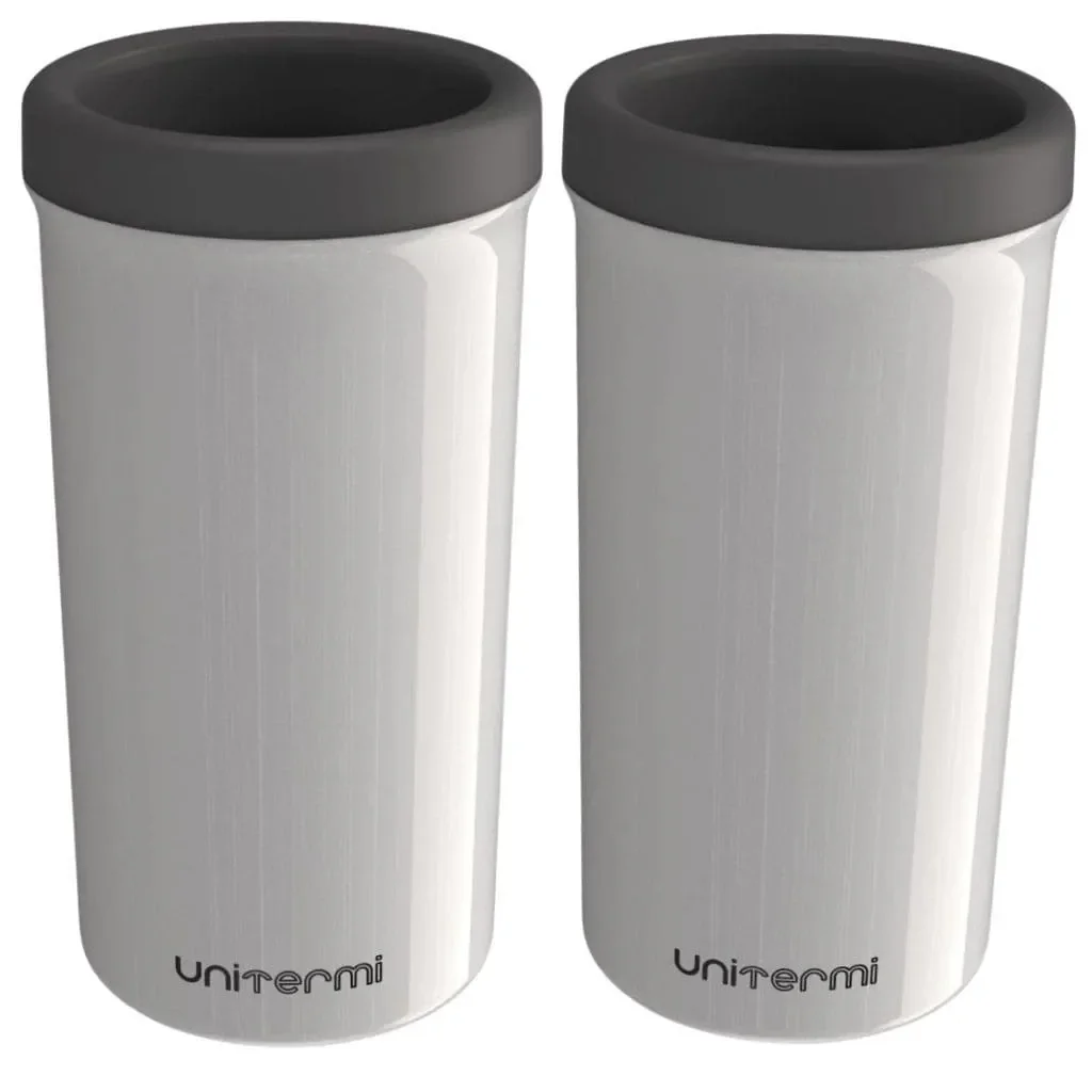 Kit 2 Porta Lata Térmico Slim Unitermi 350ml Suporte para Cerveja:Branco
