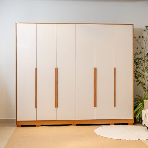 Guarda-Roupa 06 Portas e 06 Gavetas Mercure Marrom/Cinamomo/Off White