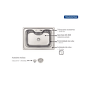 Ver imagem 3 de Cuba Morgana Embutir Undermount 68x48x20cm Aco Inox 304 C/ Valvula 93806192 - Tramontina