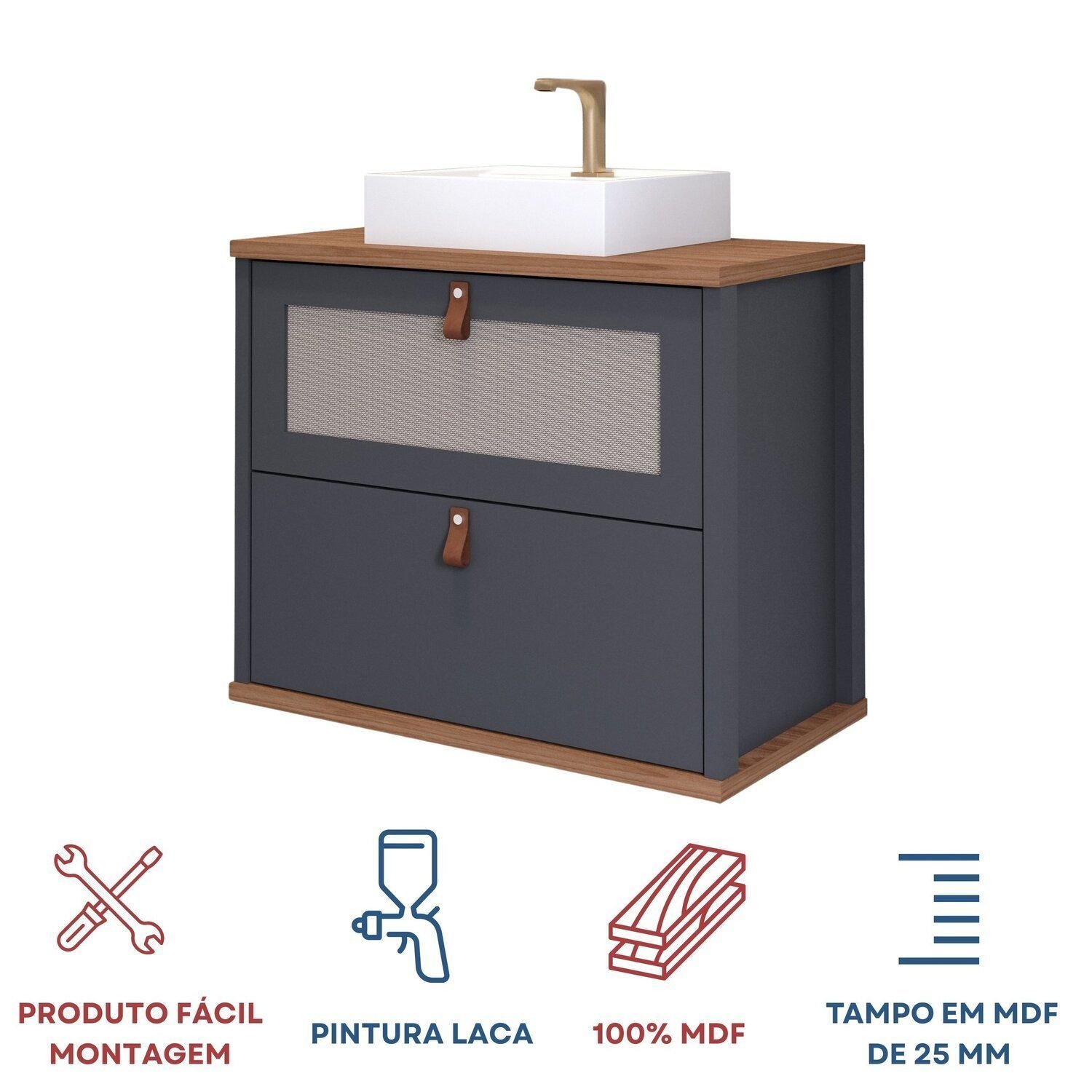 Gabinete para Banheiro com Cuba Mily Espresso Móveis - 10