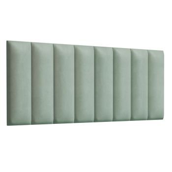 Kit 8 Módulos Cabeceira de Cama Queen 160x60cm Verde Menta  Estofados Auto Adesivo