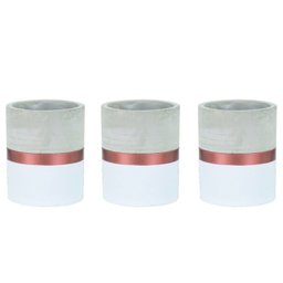 Kit 3 Vasos Branco/cobre Cimento 9x11x9cm - 1
