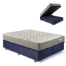 Base Box Baú King 193x203 Suede Preto com Colchão Ecoline D40 Espuma - 1