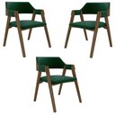 Ver imagem 1 de Kit 3 Cadeiras Sala de Jantar e Jogos Carteados Madeira Maciça Poker Veludo Verde/nogueira G42 - Gra