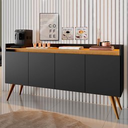 Aparador Buffet 4 Portas Preto Mel Gold - 2