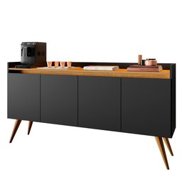 Aparador Buffet 4 Portas Preto Mel Gold - 1