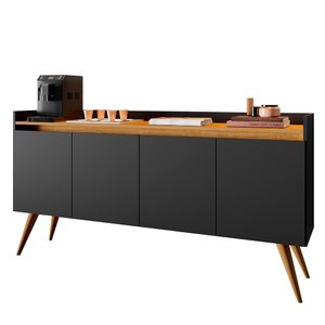 Aparador Buffet 4 Portas Preto Mel Gold