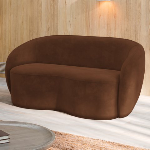 Sofá Decorativo 1,80cm 2 Lugares Íbis Veludo Marrom G33 - Gran Belo