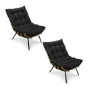 Ver imagem 1 de Kit 2 Poltronas Costela Suede Preto Base Metálica - Pallazio