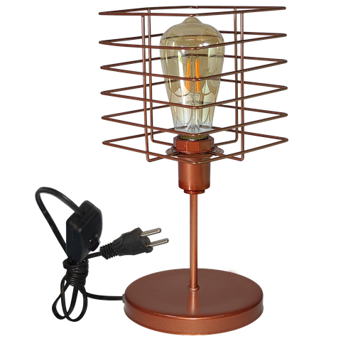 Luminária Mesa Abajur Mini Aramado Boxy Cobre P/decorar