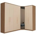 Ver imagem 2 de Guarda Roupa Modulado de Canto 7 Portas com Espelho 3 Peças Decor Marrom/Freijo/Off White