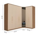 Ver imagem 6 de Guarda Roupa Modulado de Canto 7 Portas com Espelho 3 Peças Decor Marrom/Freijo/Off White