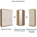 Ver imagem 7 de Guarda Roupa Modulado de Canto 7 Portas com Espelho 3 Peças Decor Marrom/Freijo/Off White