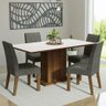 Conjunto Sala de Jantar Mesa Tampo de Madeira 4 Cadeiras Rustic/branco/silver Keila Madesa - 1