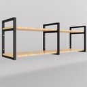 Ver imagem 3 de Prateleira Dupla Suspensa Rústica Mdf/mdp Metalon Estilo Industrial Amadeirada