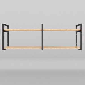 Prateleira Dupla Suspensa Rústica Mdf/mdp Metalon Estilo Industrial Amadeirada