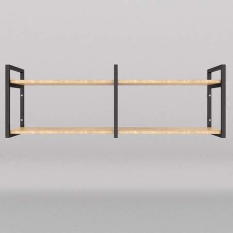 Prateleira Dupla Suspensa Rústica Mdf/mdp Metalon Estilo Industrial Amadeirada