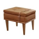 Ver imagem 1 de Puff Banqueta Londres Luxo Madeira Maciça Castellar Móbile Corino Caramelo