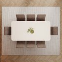 Ver imagem 5 de Conjunto Sala de Jantar Mesa com Tampo 100% MDF Vidro e Canto Arredondado com 8 Cadeiras Olívia Marrom/Nature/Corano Caramelo/Cacao