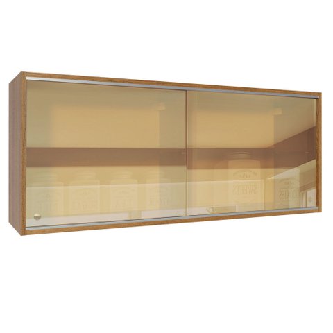 Armário Aéreo Madesa 2 Portas de Correr Vidro Reflex para Cozinhas Glamy, Lux e Reims Rustic Cor:Rus