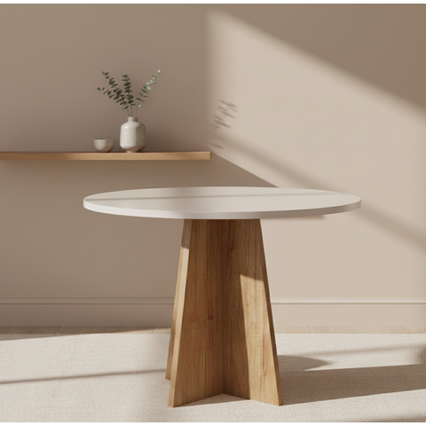 Mesa de Jantar 4 Lugares Redondo Tampo em MDF Neo