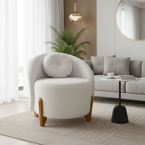 Poltrona Orgânica Curva Amsterdã Boucle Branco - Montanari's Decor