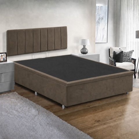 Base Cama Box Casal com Bau 1,38x1,88 Mts Valentina Vilajo: Suede Marrom