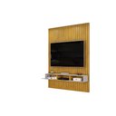 Ver imagem 6 de Conjunto com Painel Ripado e Bancada Suspensa 183cm Trento para Sala de Estar Cedro Bali DJ Móveis