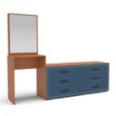 Ver imagem 2 de Cômoda Penteadeira Valência 6 Gavetas Espelho 209x160cm Azul/Freijó 250802