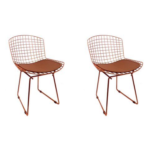 Kit 2 Cadeiras Bertoia Cobre com Assento Cobre