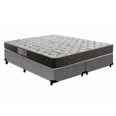 Cama Box Queen Colchão Mola Ensacada Belos Sonhos + Box Suede 66x158x198 Cinza