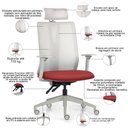 Ver imagem 2 de Cadeira Escritório Giratória Presidente Flow F02 Base Cinza Sintético Vermelho - Lyam Decor