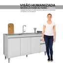 Ver imagem 7 de Balcão Pia Cozinha 150cm 4 Portas 2 Gavetas sem Tampo Madeira Ayla Branco