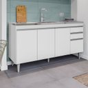 Ver imagem 2 de Balcão Pia Cozinha 150cm 4 Portas 2 Gavetas sem Tampo Madeira Ayla Branco