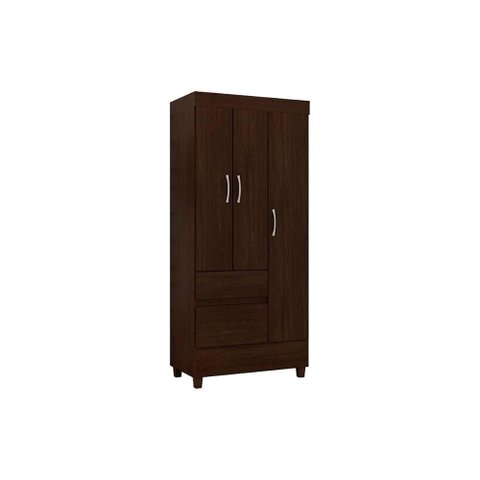 Guarda Roupa Solteiro 3 Portas e 2 Gavetas Wind Ébano Touch - Demóbile