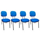 Ver imagem 1 de Kit 4 Cadeiras Fixas Azul Secretaria Pé Palito Estofado em Tecido Jserrano