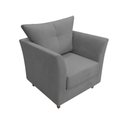 Ver imagem 1 de Poltrona Decorativa Isis Suede Cinza Pés Madeira Mz Decor