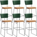 Ver imagem 1 de Kit 6 Banquetas Altas Cozinha Sala Jantar Allana L02 Facto Verde Musgo Couríssimo Whisky - Lyam
