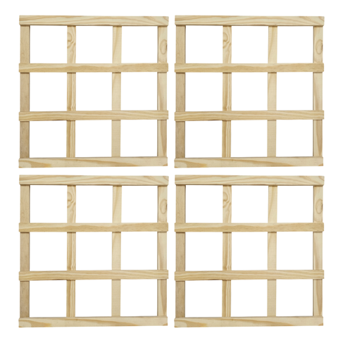 Kit 4 Treliças Jardim Vertical Pinus 50x50 Cm Natural