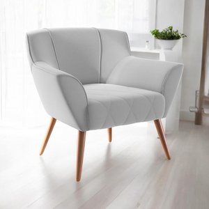 Poltrona Elegante com Pés Palito Glória Cinza